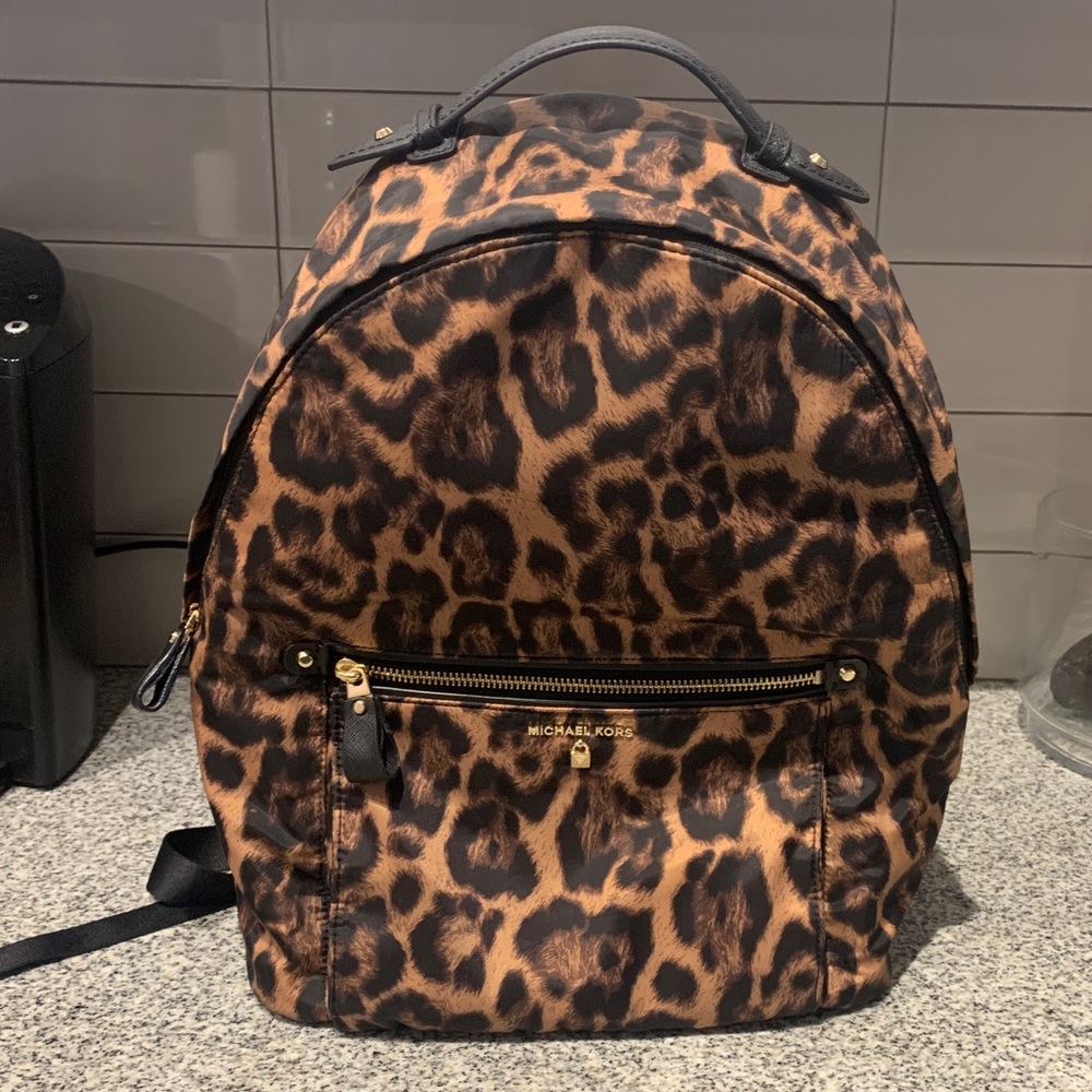 Leopard Michael Kors Kelsey Large Nylon Backpack